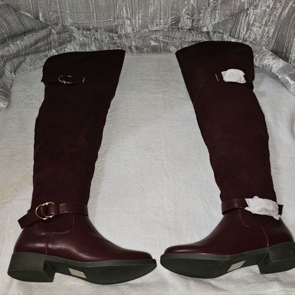 Size 9 Tall Burgundy Boots (NWT/Box)